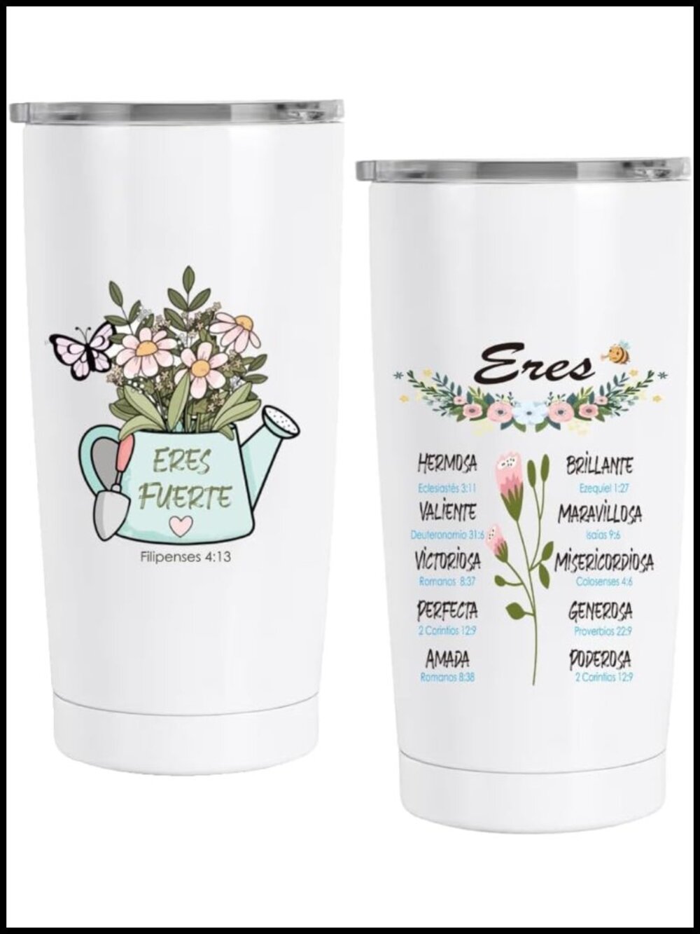 Spanish Christian Tumbler Stainless Steel Insulated Cup 20 oz Gift for Mom